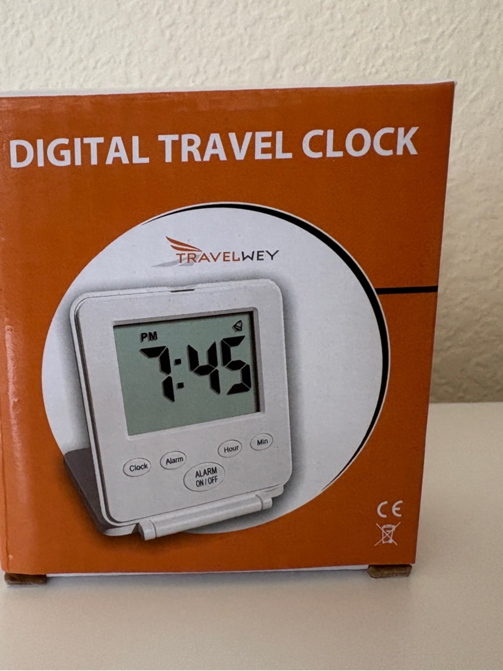 White Digital Travel Clock - Portable Alarm